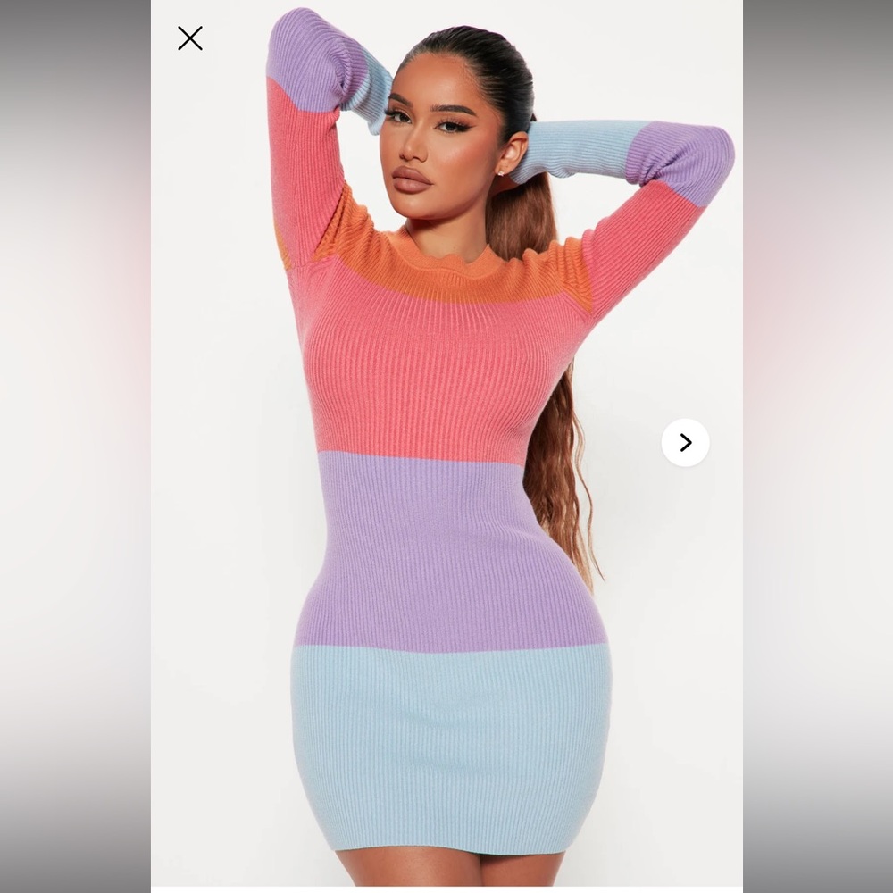 Colorblock Ribbed Knit Dress